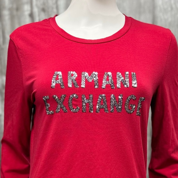 Armani Exchange Long Sleeve Sequin Tee [555] - Picture 4 of 9